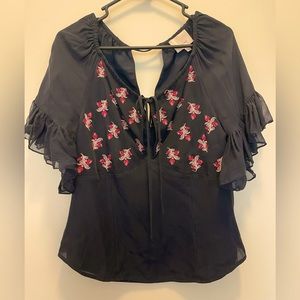 Cinq a Sept Medium Floral Embroidered Blouse